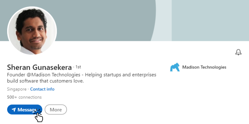 Sheran Gunasekera LinkedIn Profile (Madison Technologies)